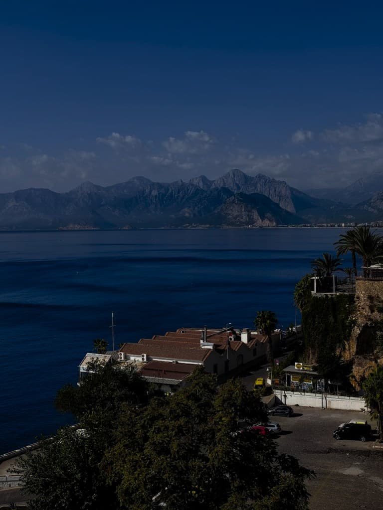 Coastal view of Antalya with the Taurus mountains across the bay